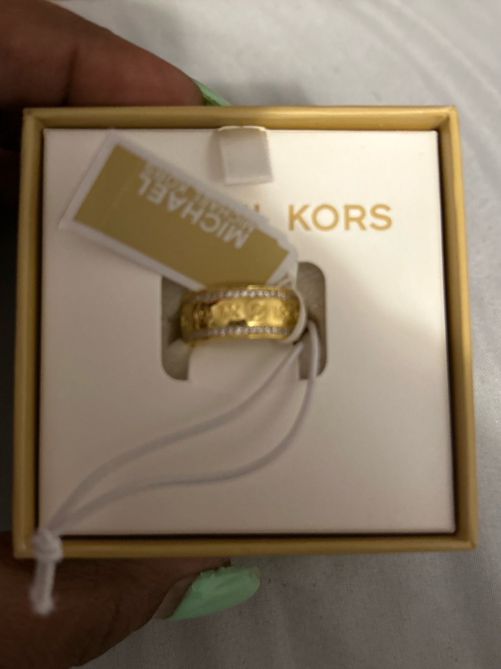Michael Kors Gold-Tone Ring with Pavé Accents